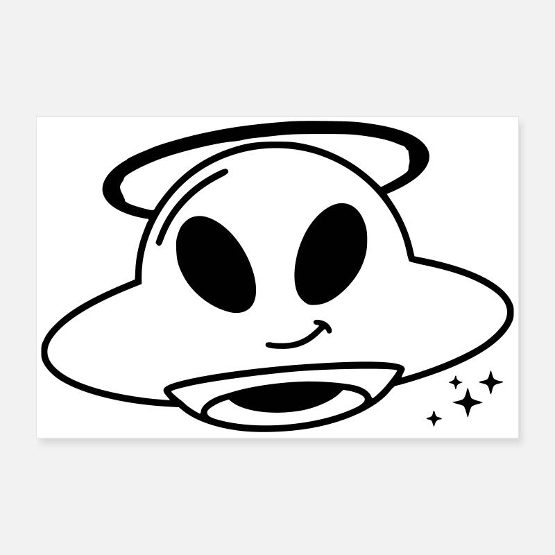 Cute Alien Head Kawaii Vector Poster 24" x 16" (60x40 cm)