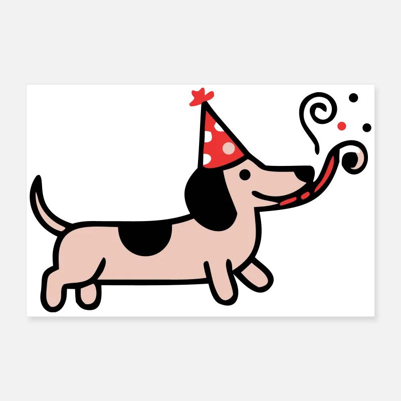 Fête Teckel Chien d’anniversaire Poster 60 x 40 cm