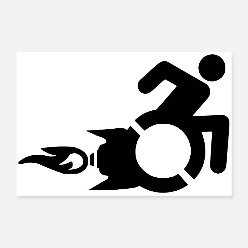 Utilisateur de fauteuil roulant avec propulsion par fusée # Poster 60 x 40 cm