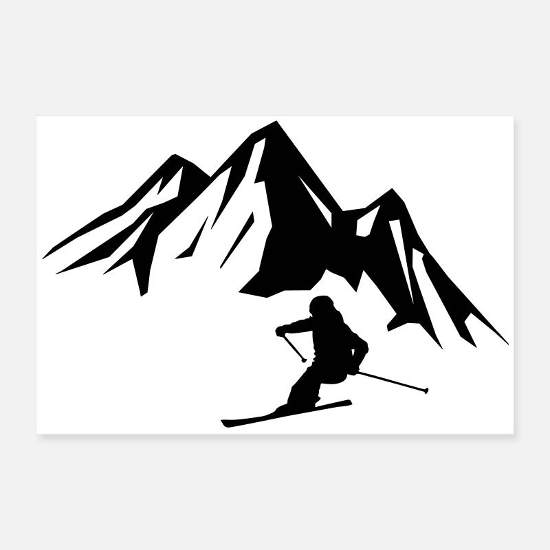 Mountains Skiers Poster 24" x 16" (60x40 cm)