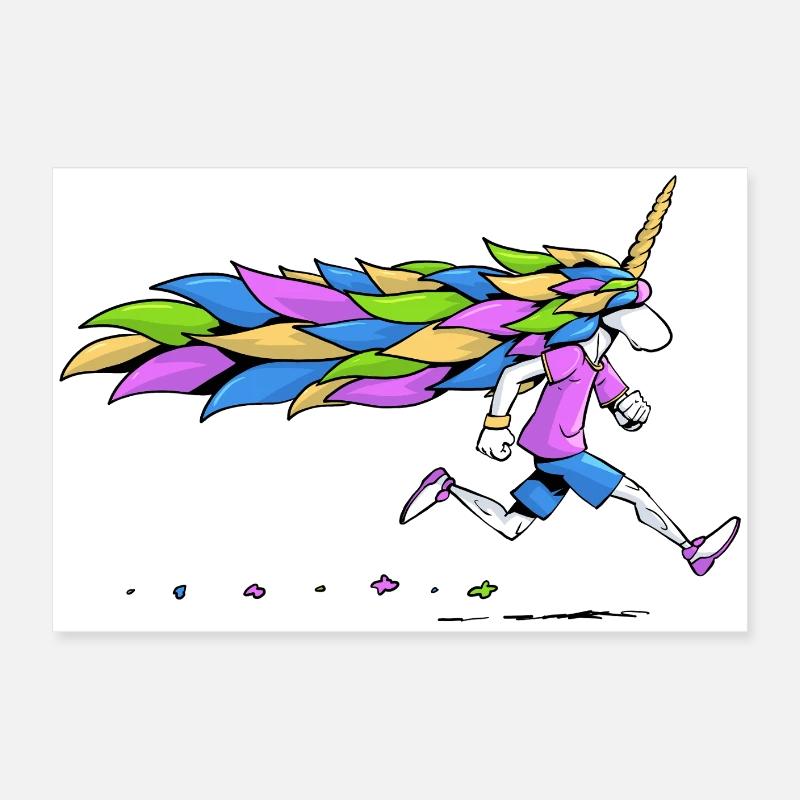 Licorne coureuse Poster 60 x 40 cm
