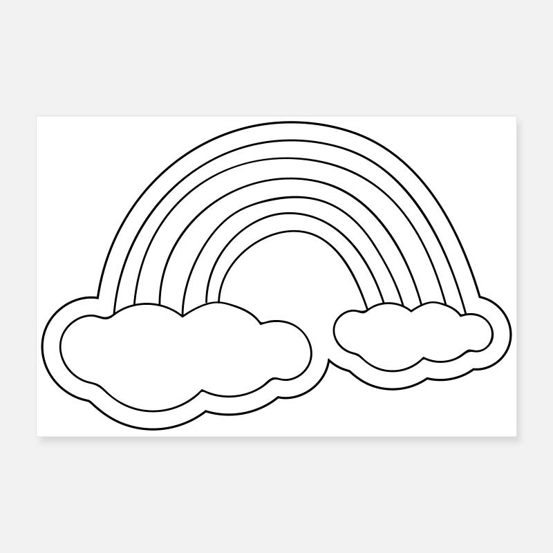 Minimalistischer Regenbogen auf Wolken Poster 60x40 cm