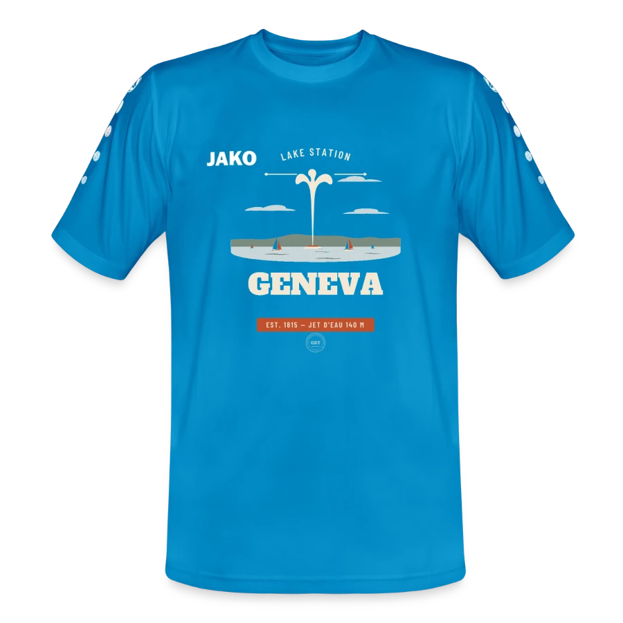 Geneva badge on a jako jersey team, peacock-blue