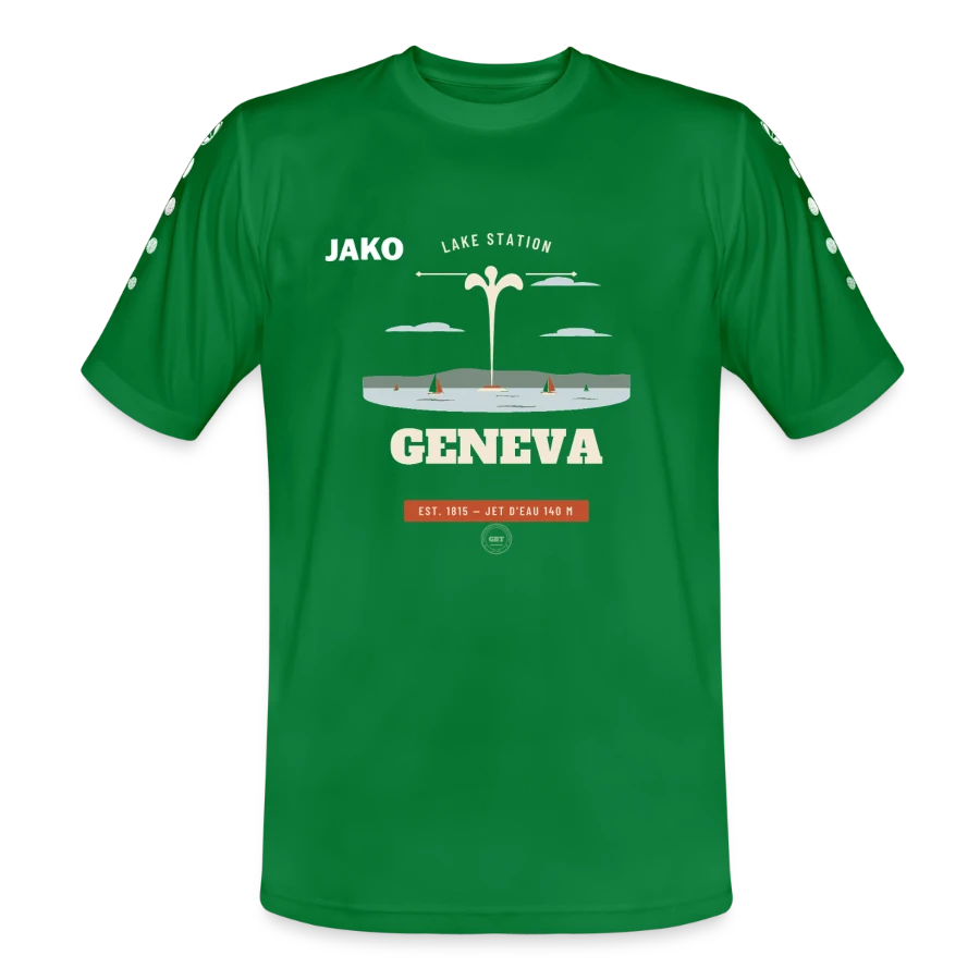 Geneva badge on a jako jersey team, kelly green