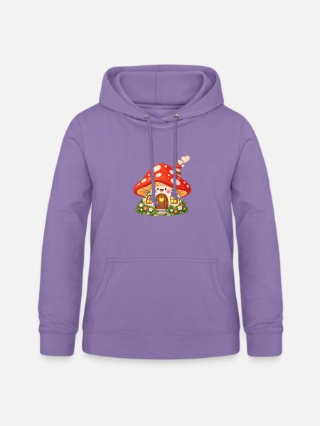 Kleines Pilzhäuschen mit Herzfenster - Frauen Hoodie - Lavendel