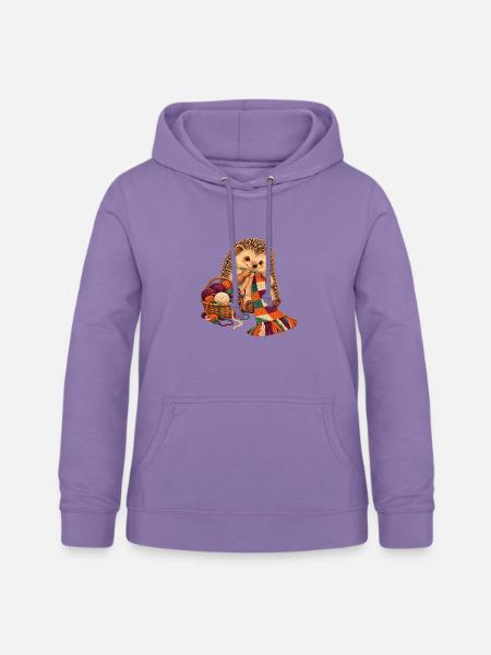 Igel häkelt einen Patchwork-Schal - Frauen Hoodie - Lavendel