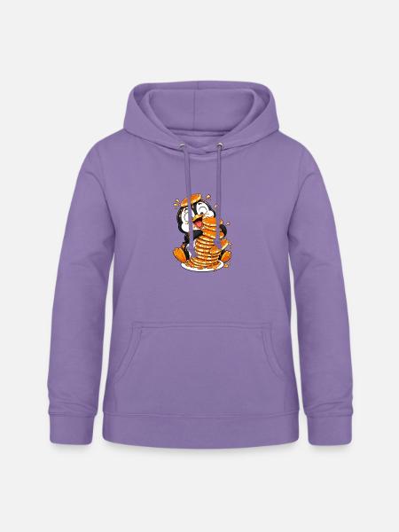 Pinguin Pancakes Sirup Lustiger Cartoon - Frauen Hoodie - Lavendel