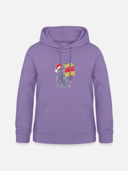 Grimmiger Weihnachtskater mit Lichtern - Frauen Hoodie - Lavendel