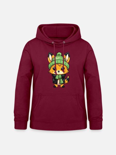 Fuchs Winter Comic - Frauen Hoodie - Bordeaux