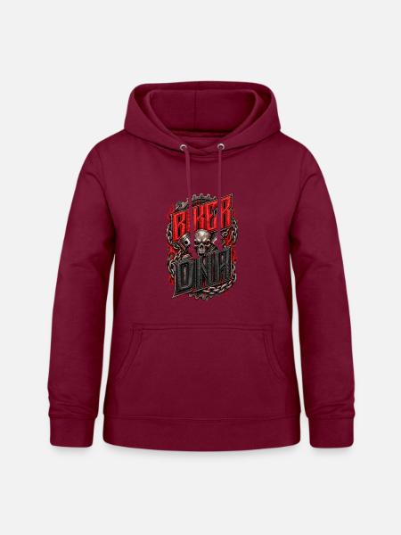 Biker DNA Skull Engine - Frauen Hoodie - Bordeaux
