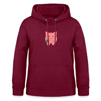 Schweinchen, Glücksschweinchen - Frauen Hoodie - Bordeaux - Vorne - AI Model Female 172 light (172cm)