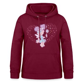 Sesamstraße Abby Cadabby Glitzer Herz - Frauen Hoodie - Bordeaux - Vorne - AI Model Female 172 light (172cm)