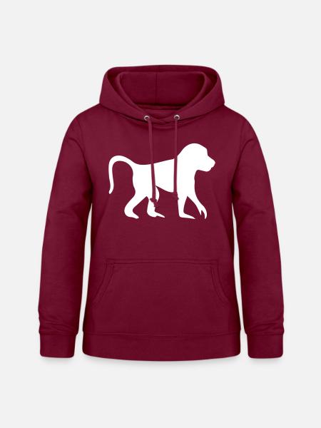 Pavian affe silhouette - Frauen Hoodie - Bordeaux