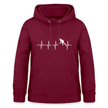 Hockey Herzschlag EKG Motiv für Hockeyspieler - Frauen Hoodie - Bordeaux - Vorne - AI Model Female 172 light (172cm)