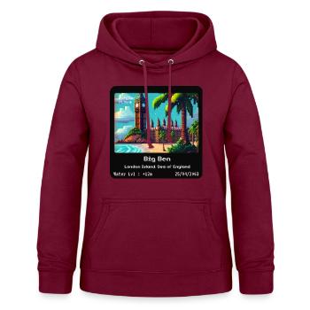 Big Ben London Island, Sea of England - Women's Hoodie - bordeaux - Front - AI Model Female 172 light (172cm)
