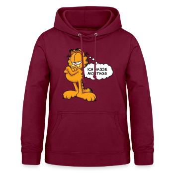 Garfield Ich Hasse Montage - Frauen Hoodie - Bordeaux - Vorne - AI Model Female 172 light (172cm)