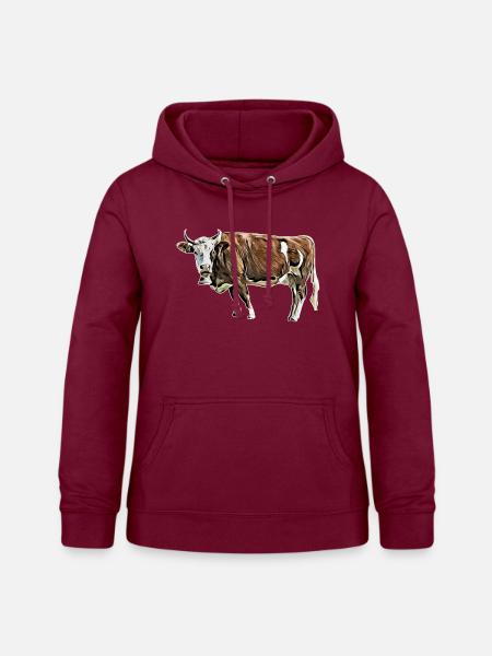 Kuh - Frauen Hoodie - Bordeaux