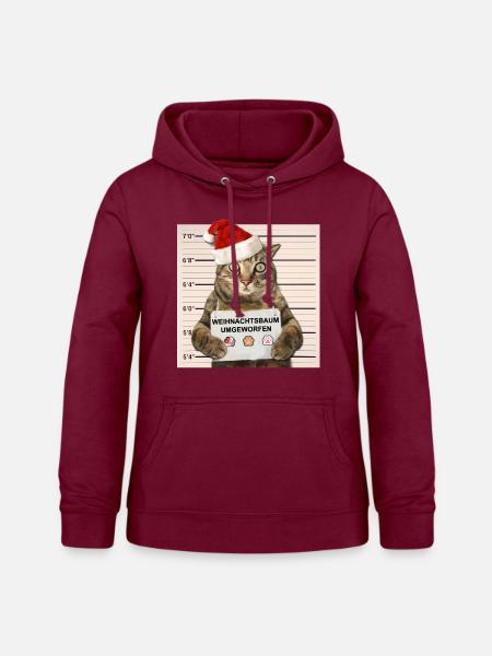 Katze Weihnachten - Frauen Hoodie - Bordeaux