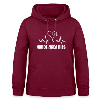 Heartbeat Nördlinger Ries - Frauen Hoodie - Bordeaux - Vorne - AI Model Female 172 light (172cm)