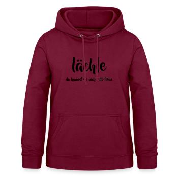 Lächle du kannst sie nicht alle töten - Frauen Hoodie - Bordeaux - Vorne - AI Model Female 172 light (172cm)