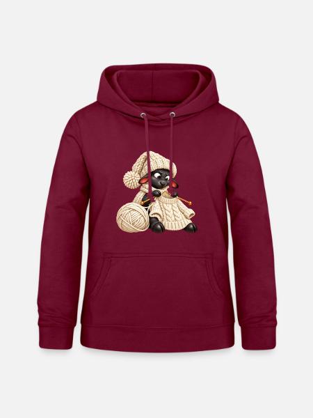Schwarzes Schaf strickt einen Wollpullover - Frauen Hoodie - Bordeaux