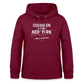 Cuxhaven ist wie New York - Frauen Hoodie - Bordeaux - Vorne - AI Model Female 172 light (172cm)