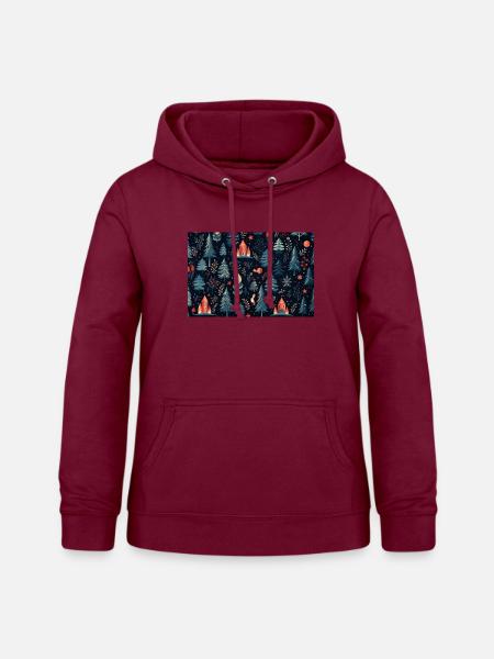 Weihnachtsmuster - Frauen Hoodie - Bordeaux