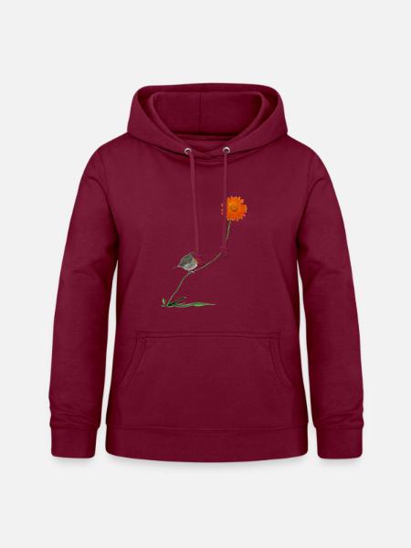 Rotkehlchen mit Blume - Frauen Hoodie - Bordeaux