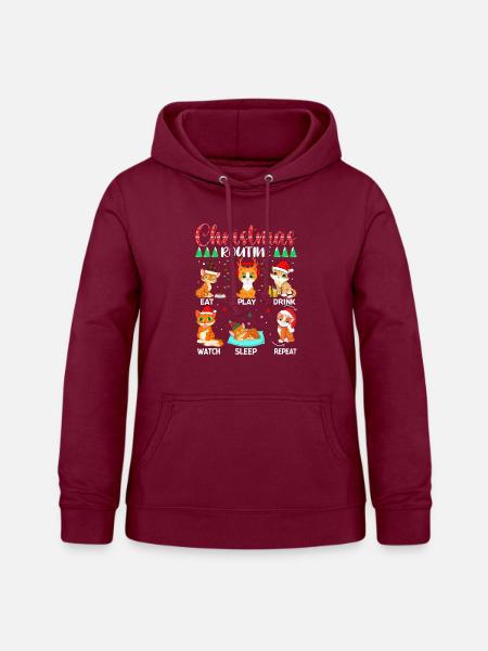Christmas Routine Katze - Frauen Hoodie - Bordeaux