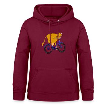 Kuh auf einem Rad - Frauen Hoodie - Bordeaux - Vorne - AI Model Female 172 light (172cm)