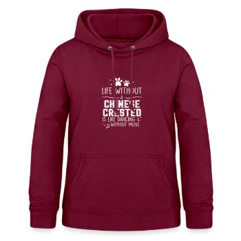 Life without Chinese Crested - Frauen Hoodie - Bordeaux - Vorne - AI Model Female 172 light (172cm)