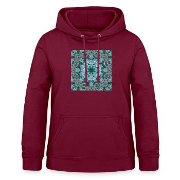 KALEIDOSCOPE ABSTRACT LILIES 2 FLOWERS 2 - Frauen Hoodie - Bordeaux - Vorne - AI Model Female 172 light (172cm)