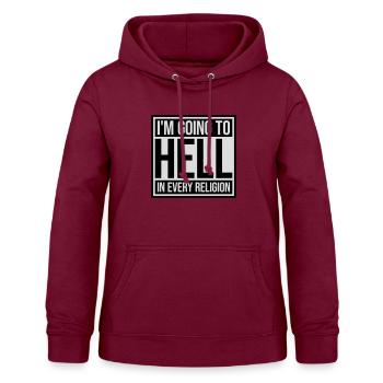 En allant en enfer - Sweat à capuche Femme - bordeaux - Devant - AI Model Female 172 light (172cm)