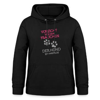 Vorsicht vor dem Frauchen - Frauen Hoodie - Schwarz - Vorne - AI Model Female 172 light (172cm)