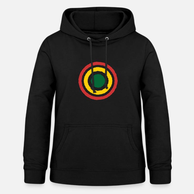 Abstract Concentric Reggae Circle Design - Women's Hoodie - black