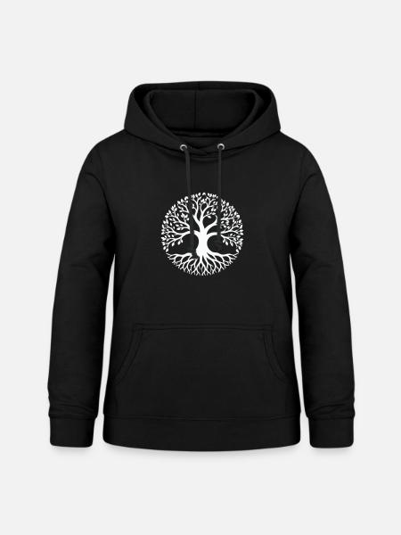 Baum des Lebens Silhouette Kreis - Frauen Hoodie - Schwarz