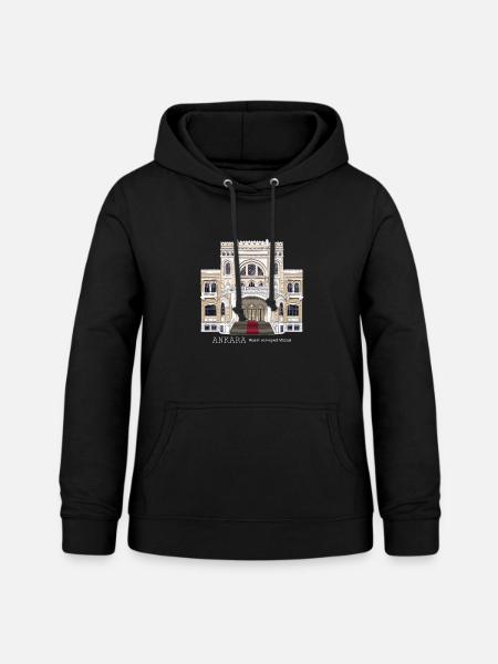 Ankara Museum Fassade handgezeichnet - Frauen Hoodie - Schwarz