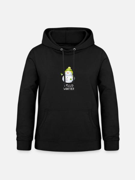 Hello Winter - Schneemann mit Ringelmütze - Frauen Hoodie - Schwarz