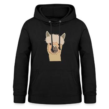 Lächelndes Lama süßes Alpaka - Frauen Hoodie - Schwarz - Vorne - AI Model Female 172 light (172cm)