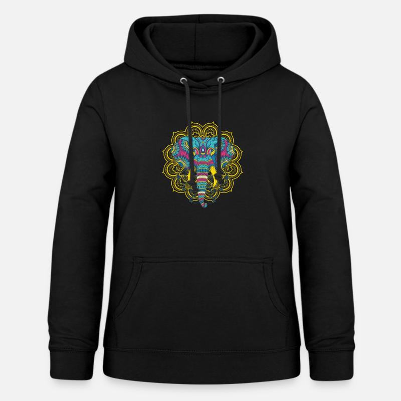 Elephant mandala - Sweat à capuche Femme - noir