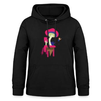 Pilzinsel - Frauen Hoodie - Schwarz - Vorne - AI Model Female 172 light (172cm)