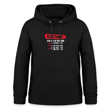 ACHTUNG! ICH BIN IN PENSION - Frauen Hoodie - Schwarz - Vorne - AI Model Female 172 light (172cm)