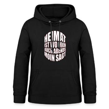 Heimat ist wo man auch abends Moin sagt - Frauen Hoodie - Schwarz - Vorne - AI Model Female 172 light (172cm)