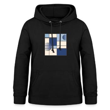 Style Mondrian en bleu - Sweat à capuche Femme - noir - Devant - AI Model Female 172 light (172cm)