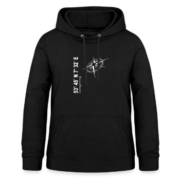 Langeoog - Frauen Hoodie - Schwarz - Vorne - AI Model Female 172 light (172cm)