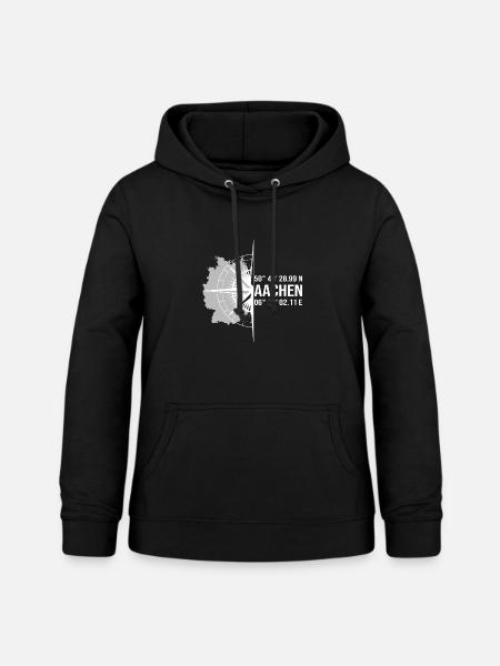 Koordinaten Aachen - Frauen Hoodie - Schwarz