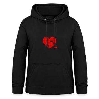 Herz Puzzle mit einem fehlenden Puzzleteil - Frauen Hoodie - Schwarz - Vorne - AI Model Female 172 light (172cm)