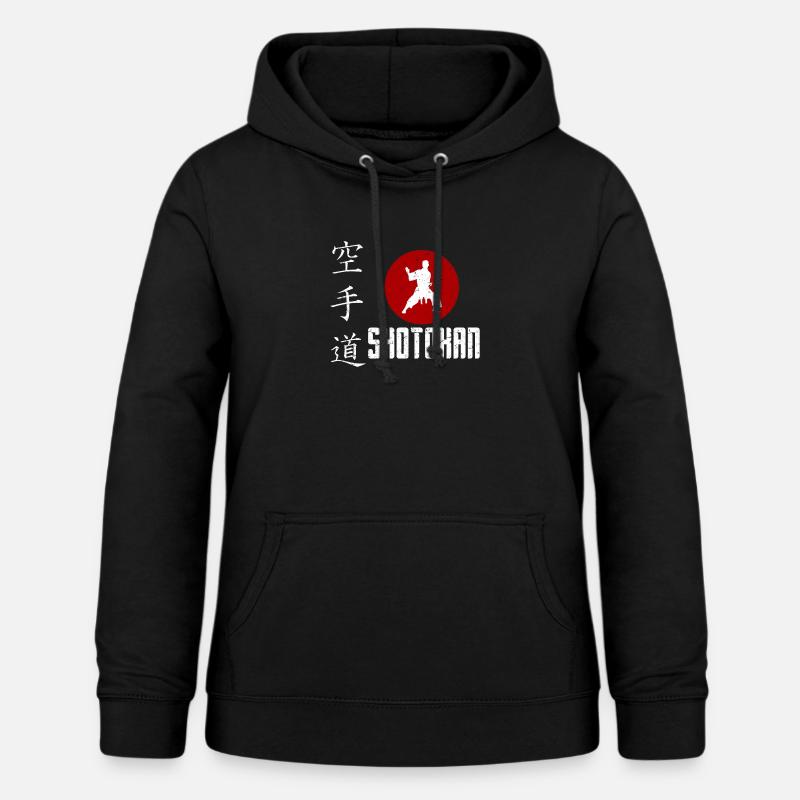 Karatéka avec kanji et soleil levant - Sweat à capuche Femme - noir