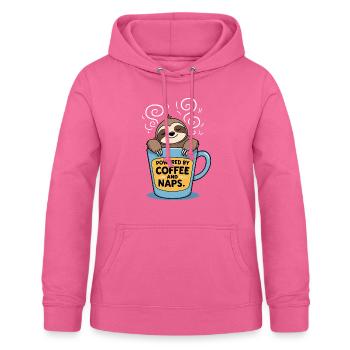 Powered by Coffee and Naps - Sloth Design - Women's Hoodie - pink - Front - AI Model Female 172 light (172cm)
