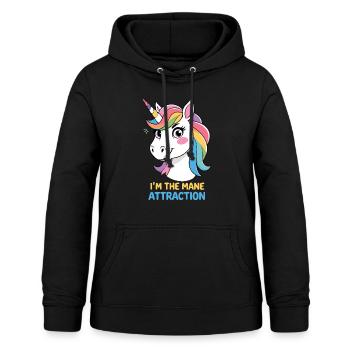 Lustiges Einhorn mit Regenbogenmähne - Frauen Hoodie - Schwarz - Vorne - AI Model Female 172 light (172cm)